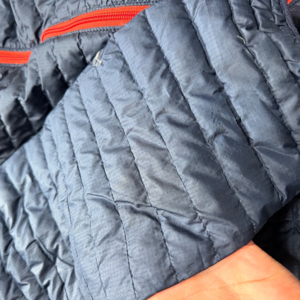 PATAGONIA Down Sweater Jacket Navy Blue Orange Full Zip Men's Size Large - Picture 11 of 12